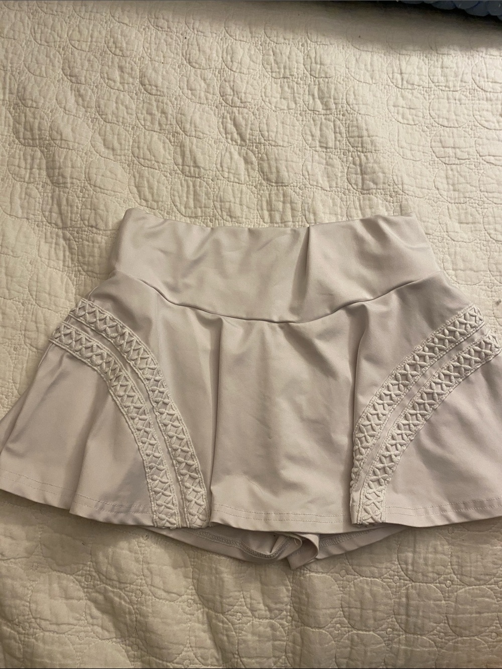 SHEIN white Flared Skort with Braided Trim